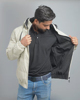 Men's Lightweight Hooded Puffer Jacket with Contrast Lining